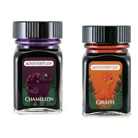 Monteverde 60ml Ink, Chameleon (Burgundy), Giraffe (Orange) Jungle Ink (G309CM, G309GI) Fountain Pen Ink (30ml Each Ink Bottle, 2 Pack)