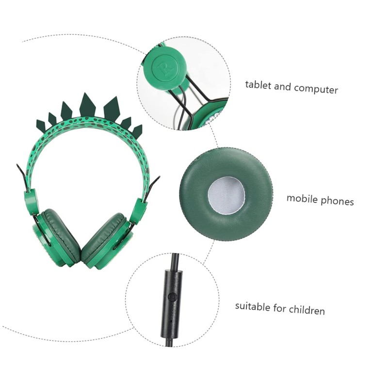 jojofuny Boy Girl Headset with Mic Soft Comfortable Dinosaur Design