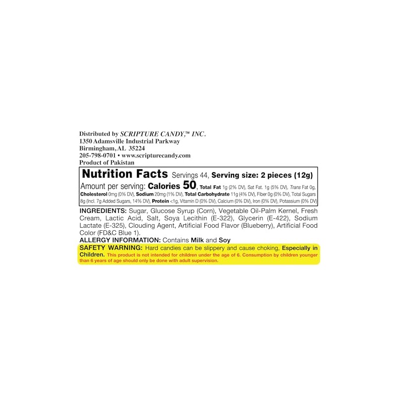 Scripture Candy, Blueberries & Cream Hard Candy Rolls, 9 Count