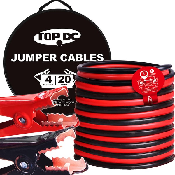 TOPDC 4 Gauge 20 Feet Jumper Cables for Car, SUV