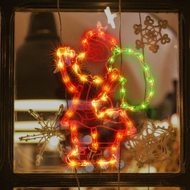 LAMPHOME 18" 50 Lighted Santa Christmas Light, Window Sculpture Decoration