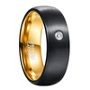 CHALAIR Mens Rings Black Brushed Tungsten Ring 8mm Domed Matt
