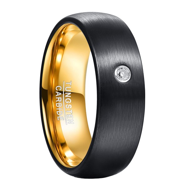 CHALAIR Mens Rings Black Brushed Tungsten Ring 8mm Domed Matt