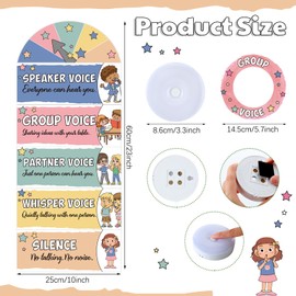 Dunzoom 5 Pcs Push Lights and Magnetic Voice Level Chart Poster Noise Level Chart Classroom Rules Poster LED Tap Light Classroom Management Tools for Teacher Elementary Back to School(Cute)