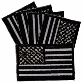 DEURA 5US ARMY NIGHT BLACK Reflective AMERICAN FLAG Iron on Patch Biker Vest REFLECTOR