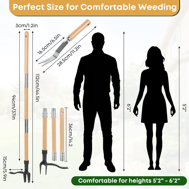 Donepart Stand Up Weed Puller Tool, Long Handle Weeder &