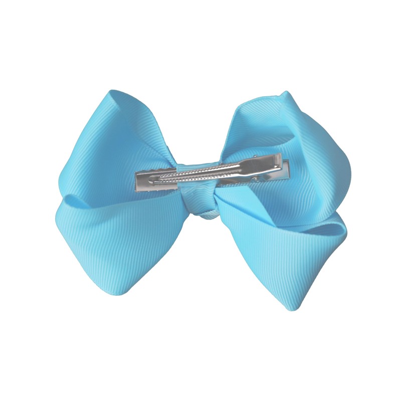 4 Inch Grosgrain Hair Bow for Girls (Light Blue)