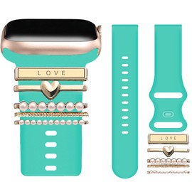 GTX13, GTX12 Smart Watches Band, Lamshaw 22mm Classic Watch Bands Soft Silicone Bands Bracelet Sports Strap Compatible with Fitpolo GTX12, ENOMIR GTX12, Tensky GTX12, uaue T60, QXQ T60, QCOQ T60 Smart Watches (22mm size band, Green band+Love Decorative)