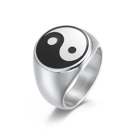 JESMING Men's Rings Tai Chi Yin Yang Ring Zen Master Ring Stainless Steel Rings Biker Cocktail Party Rings for Men (Silver, 10)
