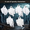 2-Pack Light-Up Hanging Ghost Decorations for Halloween – Warm LED