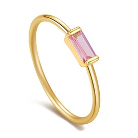 APMGONT Birthstone Rings for Women, Square Birthstone Rings, Gold Ring with a Square Stone, Square Cut Gemstone Ring for Women and Teenage Girls, Copper, No Gemstone