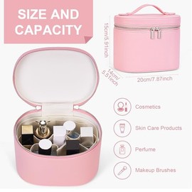 YFGBCX - Bolsa de maquillaje con divisor extraíble, bolsa de aseo portátil, organizador de maquillaje, Rosa, 7.87x5.91x5.51 inches