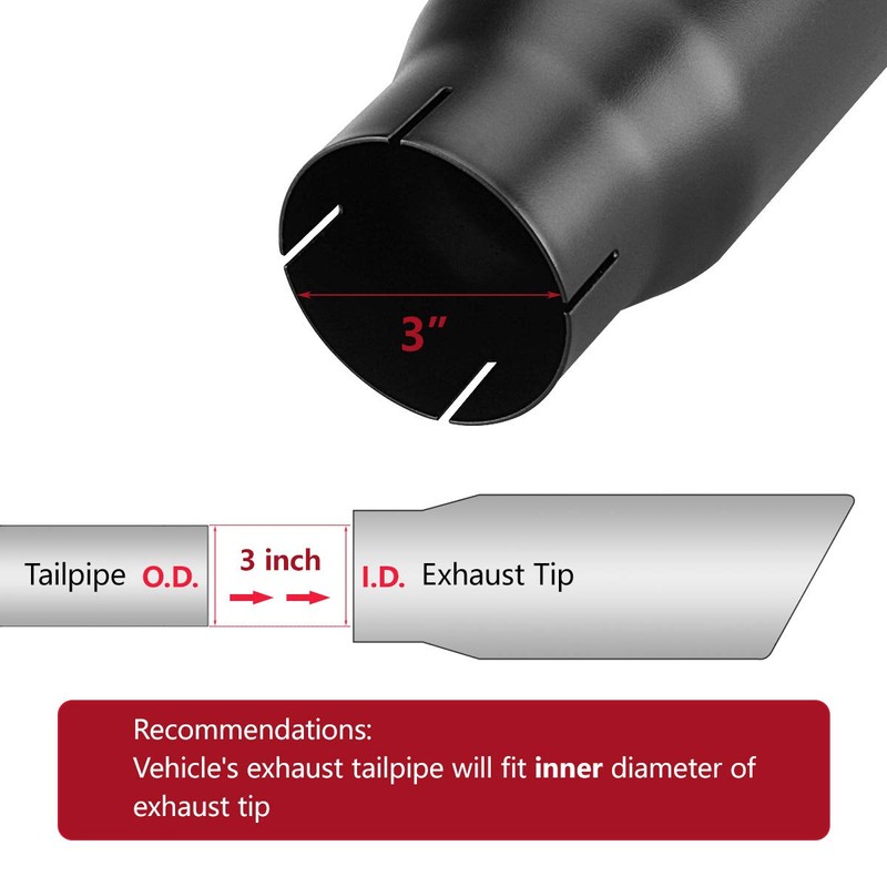 LCGP 3" Inlet Exhaust Black Tip,3" x 4" x 12"