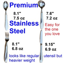 Weighted Utensils For Hand Tremors 7 Oz Knife Fork Spoons Adaptive Utensils Eating Parkinsons Weighted Silverware For Hand Tremors Patients Shaking Heavy Arthritis Gadgets Handicap Elderly