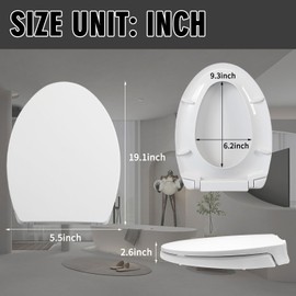 SS113 /SS114 Elongated Slow SoftClose Toilet Seat Compatible with TOTO SS114#01/SS115/SS154/SS204 Toilet Seat, Toilet Lid Slow Close Quiet No Slam, Heavy Duty Elongated Toilet, White