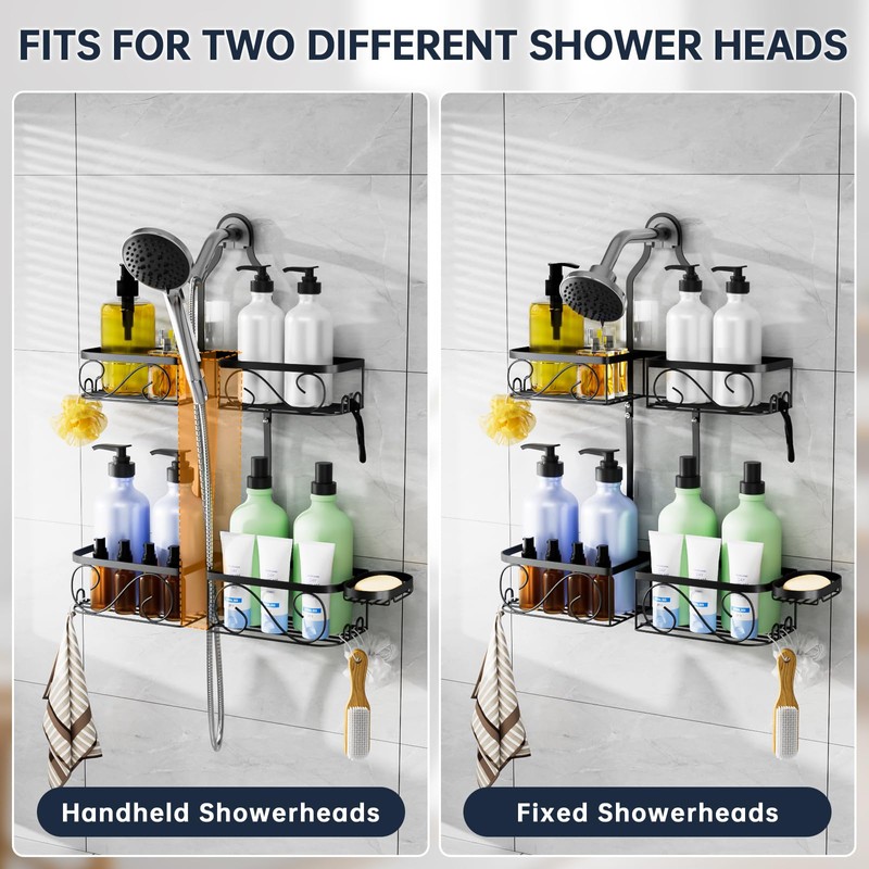 Kadolina Shower Caddy Hanging for Handheld Showerheads, Rustproof Stainless Steel
