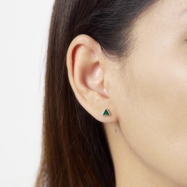 Boma Jewelry Sterling Silver Triangle Inlay Stud Earrings (Green Malachite)