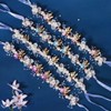 YUEKISEN Bridal Pearl Wedding Headband Gold Leaf White Flower Headpiece