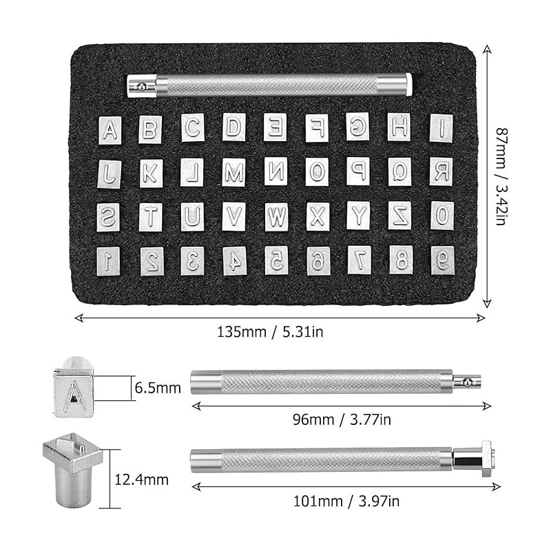 36 Pcs Number and Letter Stamp Punch Set Clay Stamps