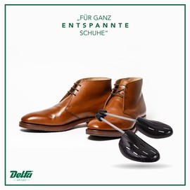 DELFA Set of 3 Plastic Shoe Tree SLR Shaper with Spiral Spring for Men's Shoes, Trainers, black