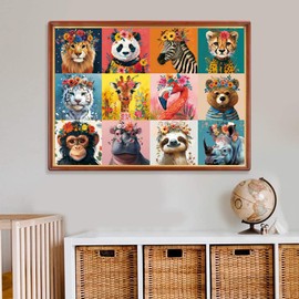 Jigsaw Puzzles for Adults 1000 Piece Twelve Cute Beasts 27.56 x 19.69 Inch Tiger Lion Zebra Panda Jigsaw Puzzles for Adults Educational Game Challenge Toy 1000 Animals Pieces Puzzle for Adult