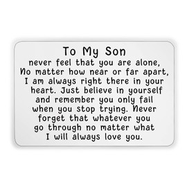 To My Son Engraved Wallet Card Gifts for Son from Mom Inserts with Inspirational Quotes Card Graduation Gifts for Son (To My Son Card S)