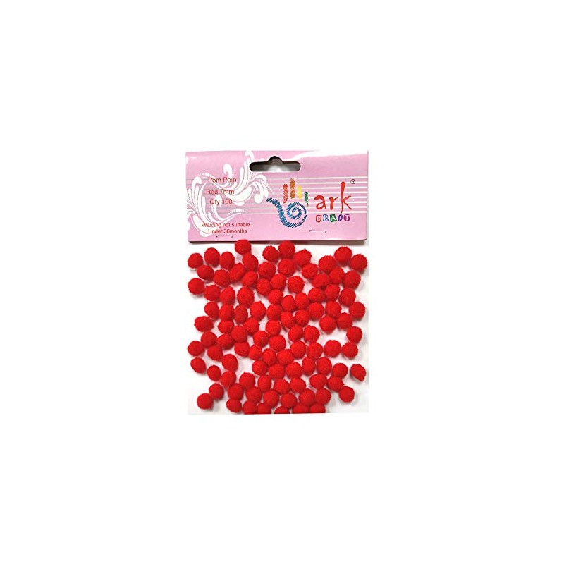 Red Pom Poms 7mm - 100 Pack by arkCRAFT