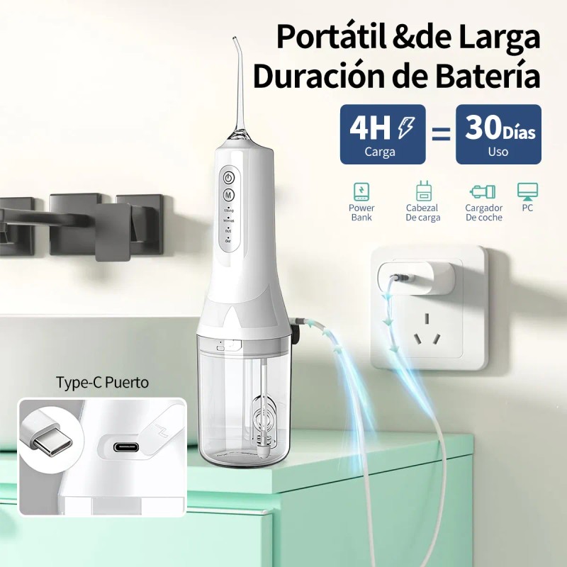 Irrigador Bucal Limpiador Dientes Boquillas Modos
