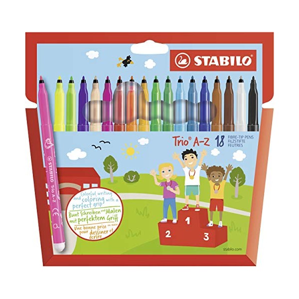 Stabilo Trio A-z 378/1-18-01 Fibre-tip Pens With Triangular Grip Zone 0.7 Mm Case With 18 Colours