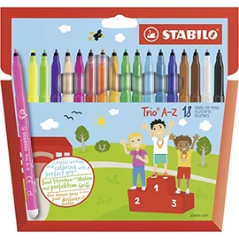 Stabilo Trio A-z 378/1-18-01 Fibre-tip Pens With Triangular Grip Zone 0.7 Mm Case With 18 Colours