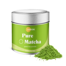GOLDE - Pure Matcha - Ceremonial Grade Matcha Powder - Organic Green Tea Superfood w/L-Theanine - Rich in Antioxidants - Vegan - Gluten Free - 60mg Caffeine - Jitter Free Energy - 30g Tin