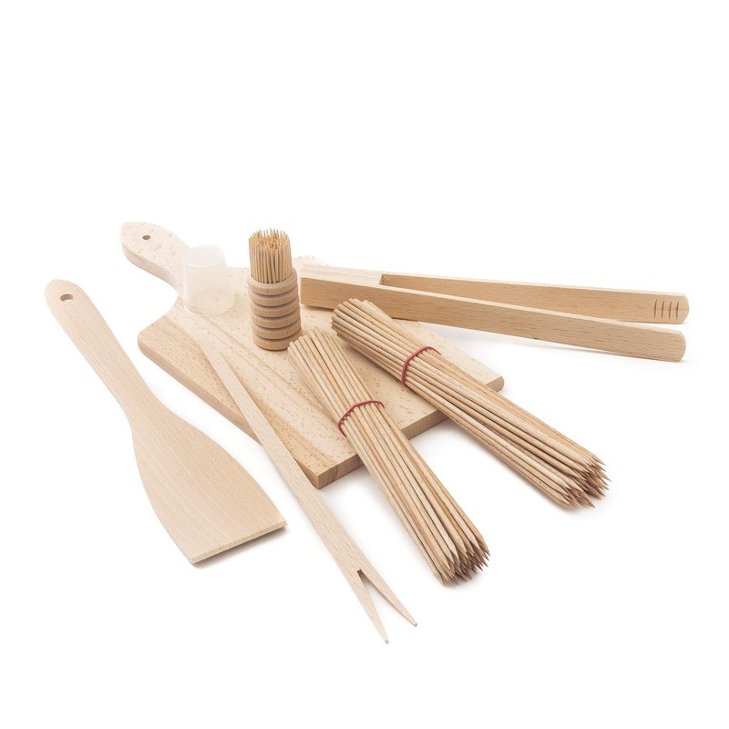 tuuli Kitchen Wooden BBQ Grill Tool Utensils Set (Chopping Board,