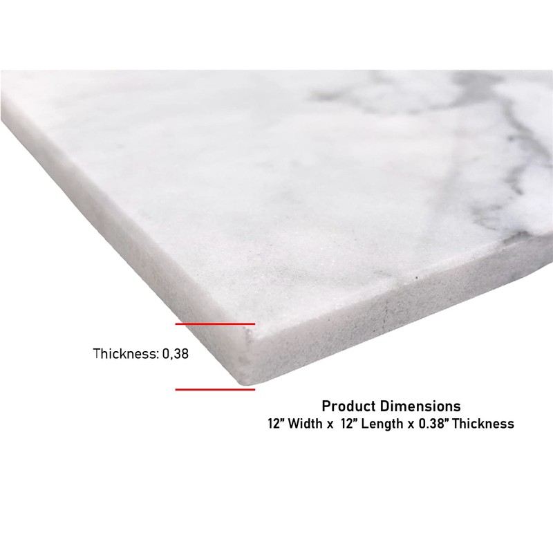 Tenedos Carrara Bianco Italian White 12x12 Marble Tile, Honed Matte