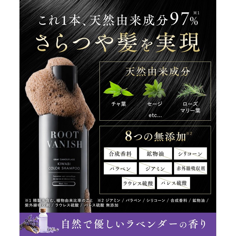KIWABI Gray Hair Dyeing Shampoo Dark Brown 2-Piece Set Color