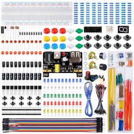 Smraza Electronics Component Kit for Arduino with Power Supply Module, Jumper Wire,Precision Potentiometer,830 tie-Points Breadboard Compatible with STM32 and Raspberry Pi