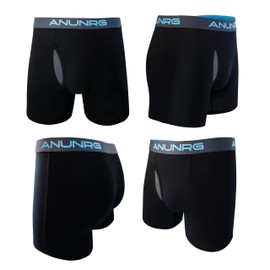 ANUNRG - Men's - Ultra Soft Modal and Bamboo Viscose Athletic Boxer Brief Underwear (3 Pack) (Large) Black