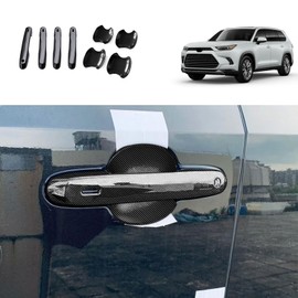 TUBAIZAI Car Accessories Compatible with Toyota New Grand Highlander 2024 2025 Exterior Door Handle and Handle Bowl Cover Trims Protector Decoration ABS 8PCS(Carbon Fiber Style)