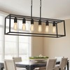 Boncoo 6 Light Black Chandeliers for Dining Room, Adjustable Height