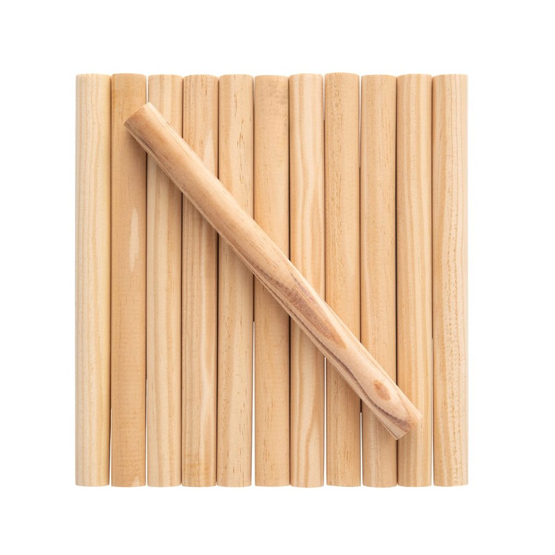 12 Wooden Hand Sticks Pine. 25 cm Long. 7/8 Inch Diameter, natural, 15