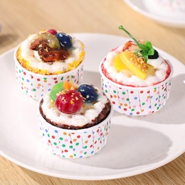 DOITOOL 100pcs Ice Cream Sundae Cups Paper Yogurt Dessert Bowls Polka Dot Ice Cream Treat Cups for Home Party Supplies (Colorful)