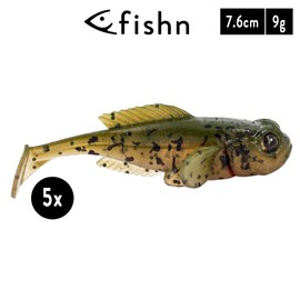 Set of 5 FISHN GOBYone 7.6 cm 9 g Ultra Realistic Goby Rubber Fish for Fishing for Perch and (Mudd T-Paddle)