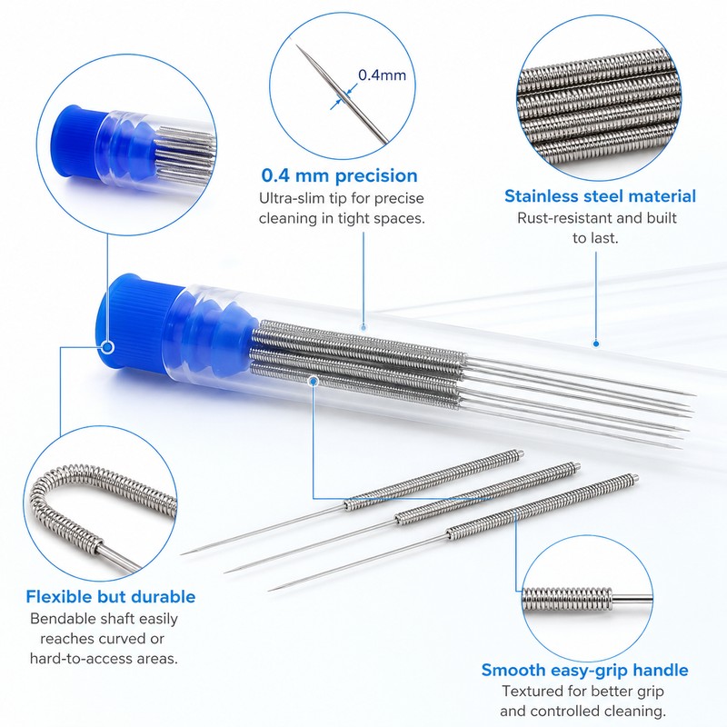 Stainless Steel Cleaning Needle Kit for Nozzles – 0.4mm Detail