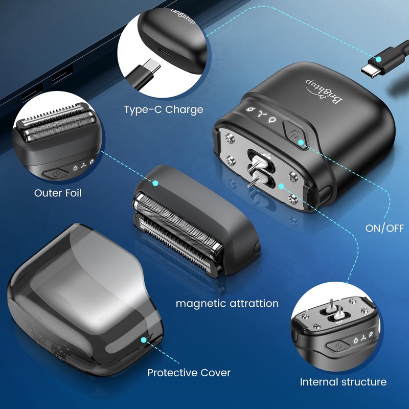 Brightup Electric Foil Shavers for Men, Mini Electric Razor for