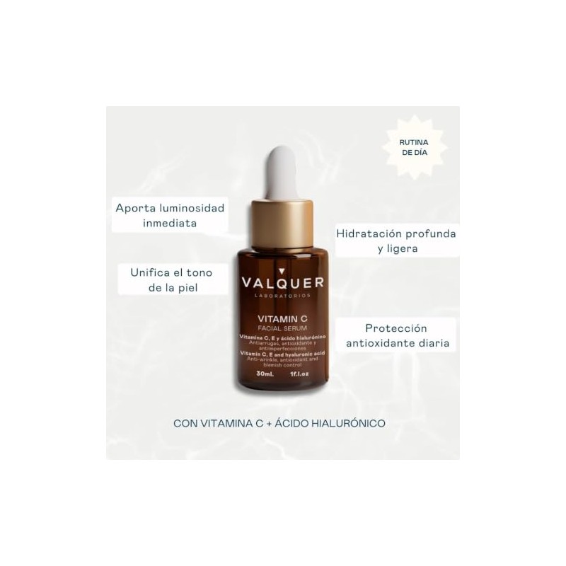 VALQUER Sérum Facial Vitamina C y Ácido Hialurónico 30 ml
