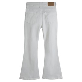 KIDSCOOL SPACE Girls Simple Jeans, Big Little Kids Girl Elastic Waistband Inside High Stretch Flared Denim Pants,White, 8-9 Years