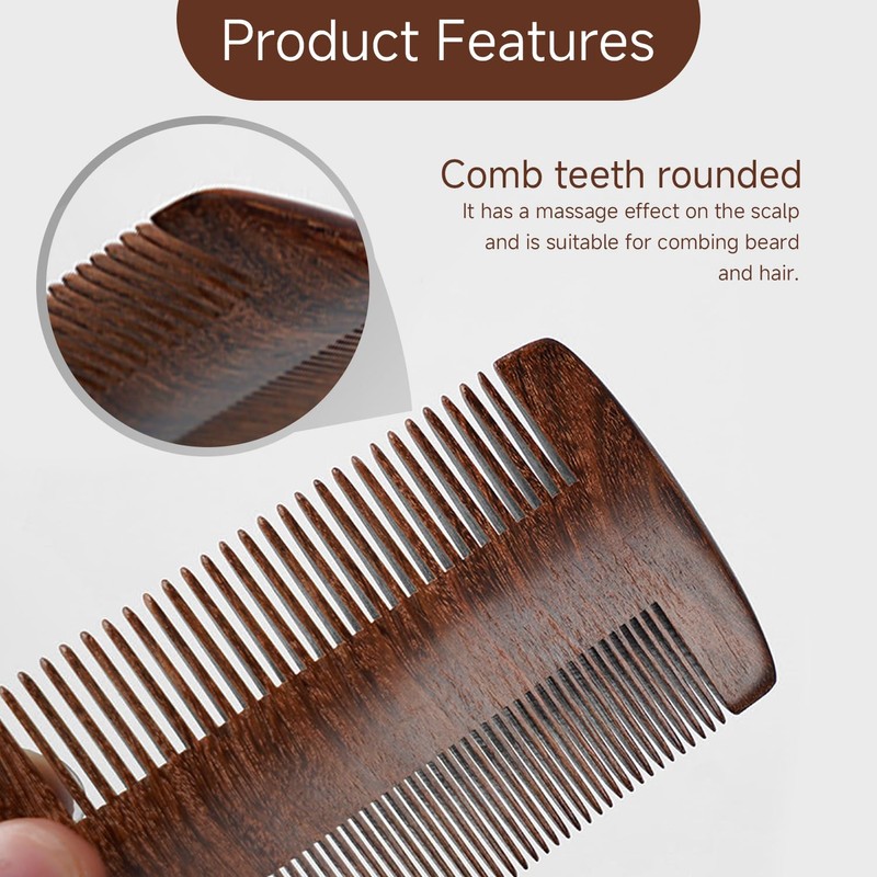 1 Piece Double Sided Comb, Wooden Beard Comb, Hair Straightening