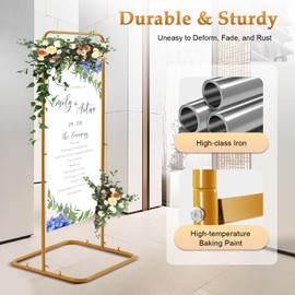 Wedding Sign Stand, 4.9 Feet Tall Easel Stand for Wedding Poster, Welcome Sign Frame Seating Chart Frame, Guest List Directory Geometric Stand, Wedding Sign Floral Ceremony Decorations, Reception