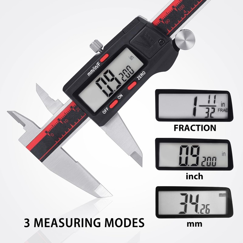VINCA DCLA-0605 Quality Electronic Digital Caliper Inch/Metric/Fractions Conversion 0-6 Inch/150