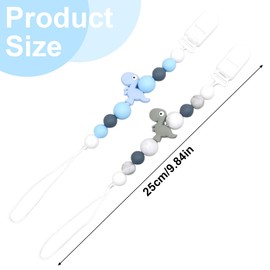 OHREN Pack of 2 Baby Dummy Chain Clips, Silica Dummy Chains, Braided Dummy Chain, Cartoon Design Dummy Chains, Dummy Chains for Girls and Boys