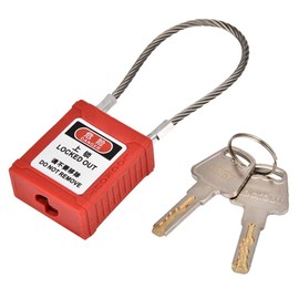 Safety Lockout Padlock Industrial Security Padlocks Engineering Padlock with Extra Long Wide Shackle Padlock Flexible Cable Key Lockout Tag Out Isolation Lock Safe Lockout Tagout Locks